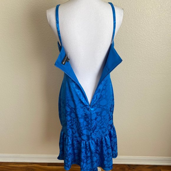 Jill Stuart V-Neck A-Line Spaghetti Floral Satin Dress Strappy Print Ruched - Picture 9 of 14